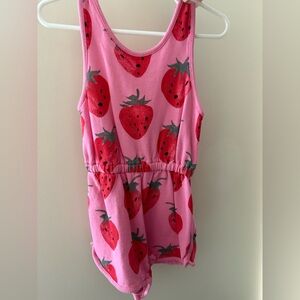 Zara Pink Strawberry Print Kids One Piece